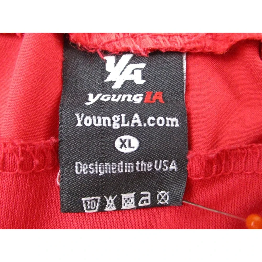 YoungLA Shorts Mens Youth XL Red Zip Pockets Athletic‎ Running Training USA